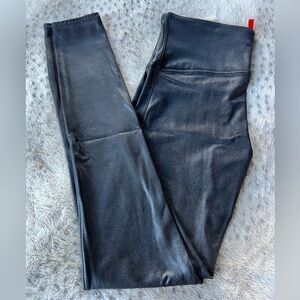 SPANX High Waisted Faux Leather Leggings in black size XL